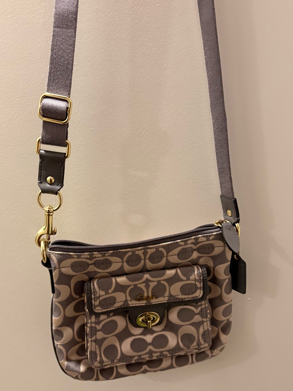Coach Signature Jacquard Crossbody Turnlock Flap Bag